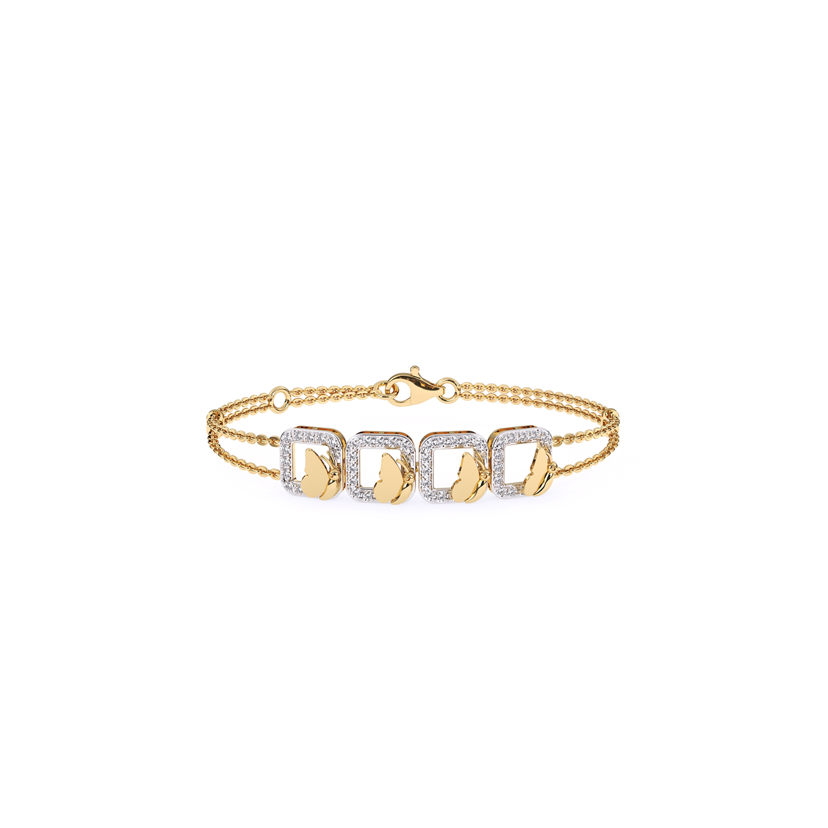 Four Square Rose Gold Diamond Bracelet